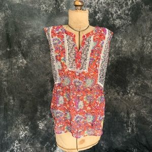 Anthroplogie meadow rue multi pattern sleeveless blouse